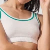 Reggiseno in maglia stile maglione Tennis Club - Bianco/Verde abete