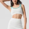 Reggiseno in maglia stile maglione Tennis Club - Bianco/Verde abete