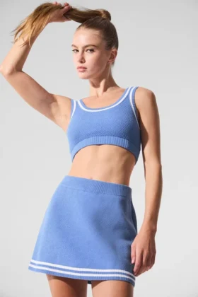 Reggiseno in maglia stile maglione Tennis Club - Blu cristallino/Bianco