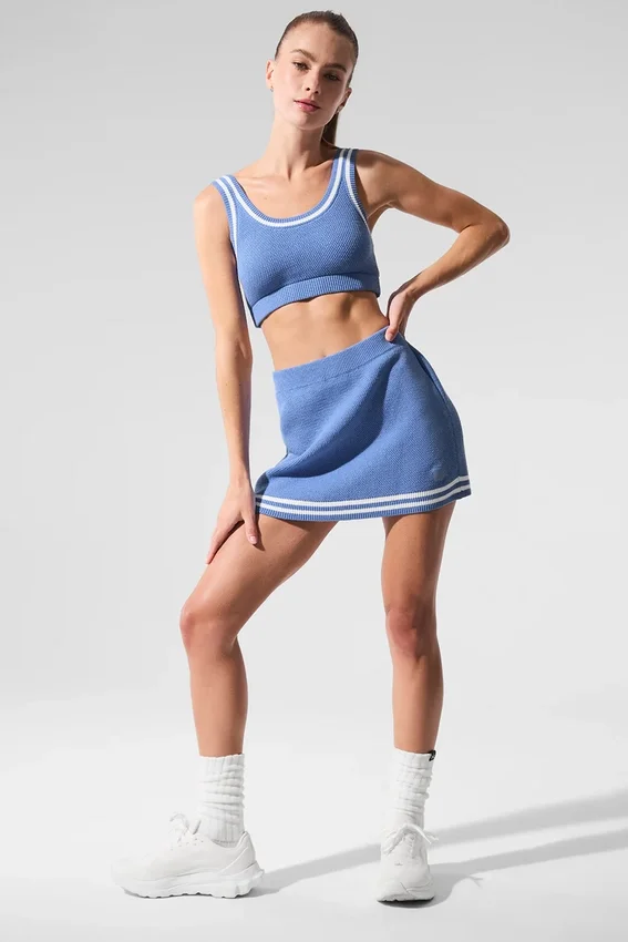 Reggiseno in maglia stile maglione Tennis Club - Blu cristallino/Bianco