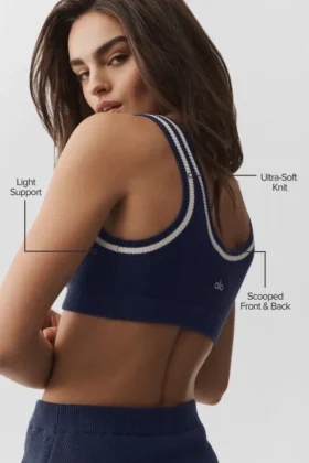 Reggiseno in maglia stile maglione Tennis Club – Blu navy/Avorio