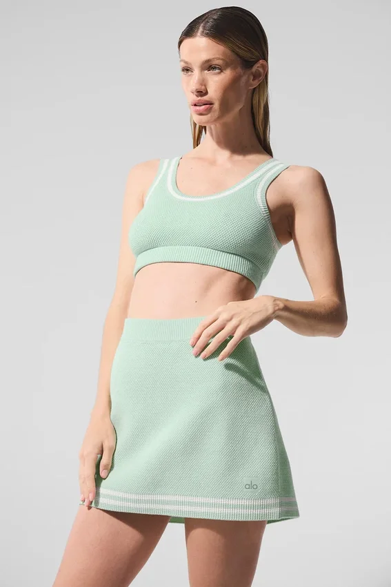 Reggiseno in maglia stile maglione Tennis Club - Menta/Bianco
