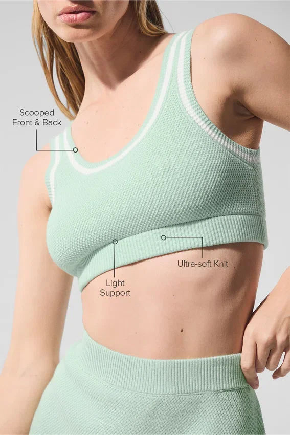Reggiseno in maglia stile maglione Tennis Club - Menta/Bianco