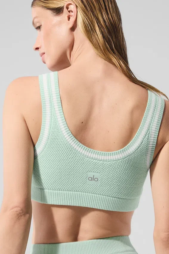 Reggiseno in maglia stile maglione Tennis Club - Menta/Bianco