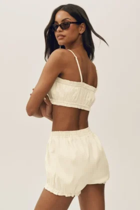 Reggiseno Riviera Bloomer in misto lino – Beige sabbia