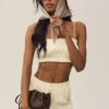 Reggiseno Riviera Bloomer in misto lino - Beige sabbia
