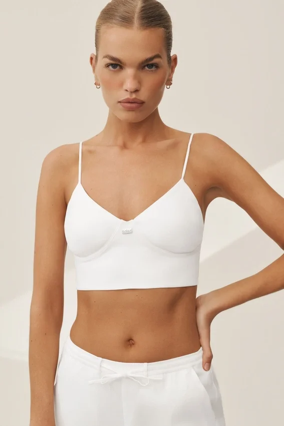 Reggiseno Riviera in misto lino - Bianco