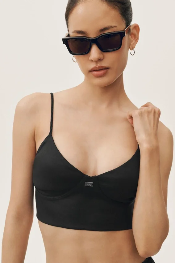 Reggiseno Riviera in misto lino - Nero