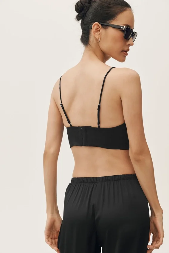 Reggiseno Riviera in misto lino - Nero