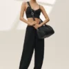 Pantaloni Radiance High-Waist in misto seta - Nero