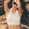 Reggiseno Seamless Delight a collo alto - Bianco melange