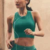 Reggiseno senza cuciture in modal a coste con collo alto Delight - Emerald Isle