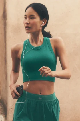 Reggiseno senza cuciture in modal a coste con collo alto Delight - Emerald Isle