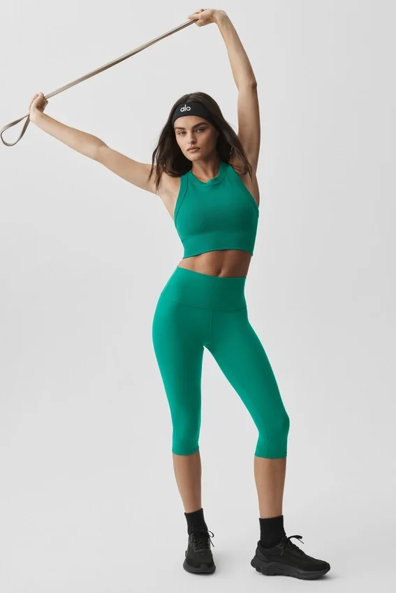 Reggiseno senza cuciture in modal a coste con collo alto Delight - Emerald Isle