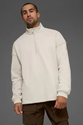 Renown Heavy Weight con zip a un quarto - Colore osso