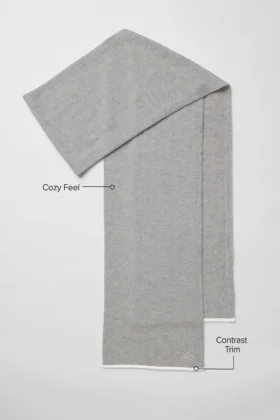 Sciarpa in cashmere con effetto brinato – Grigio melange chiaro/Avorio