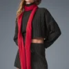 Sciarpa in cashmere con effetto brinato - Nastro rosso