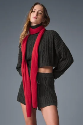 Sciarpa in cashmere con effetto brinato - Nastro rosso