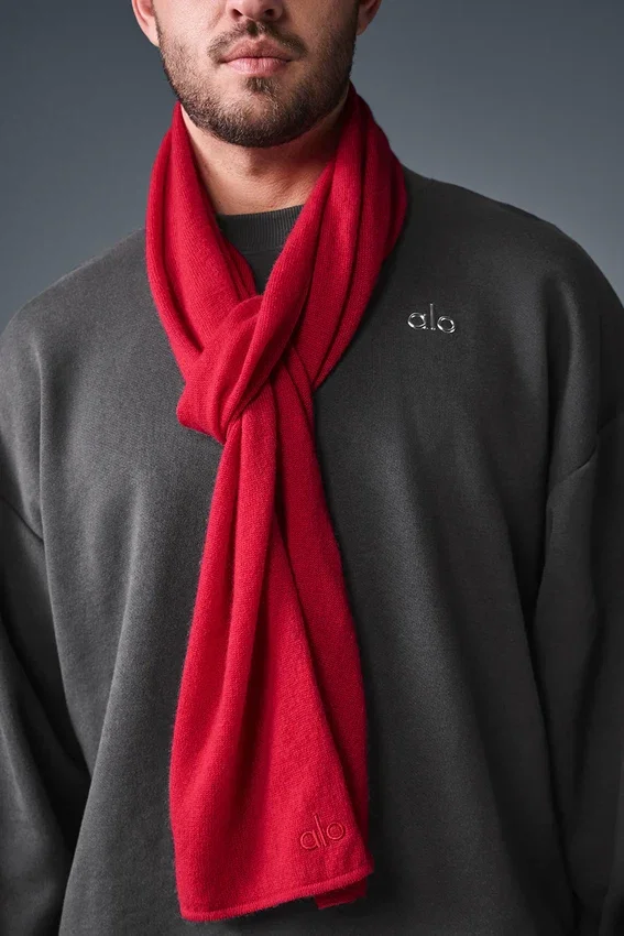 Sciarpa in cashmere con effetto brinato - Nastro rosso