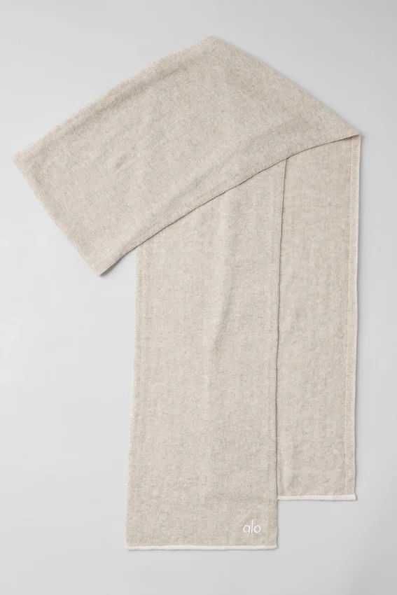 Sciarpa in cashmere con effetto frost leggero - Latte invernale/Avorio