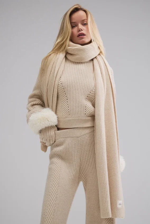 Sciarpa in cashmere Courchevel - Birch Heather