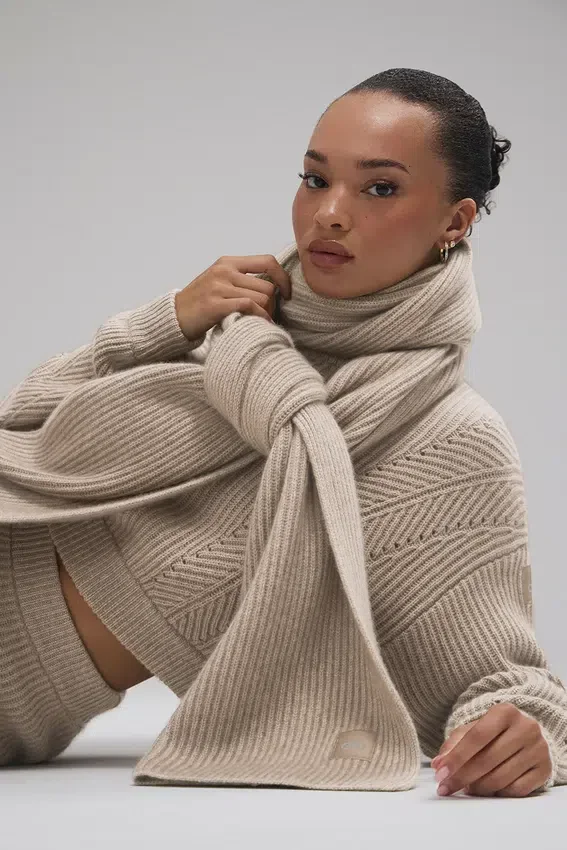 Sciarpa in cashmere Courchevel - Flax Heather