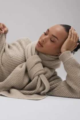 Sciarpa in cashmere Courchevel – Flax Heather