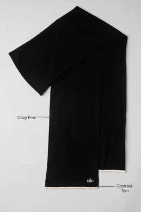 Sciarpa in cashmere effetto brinato – Nero/Avorio