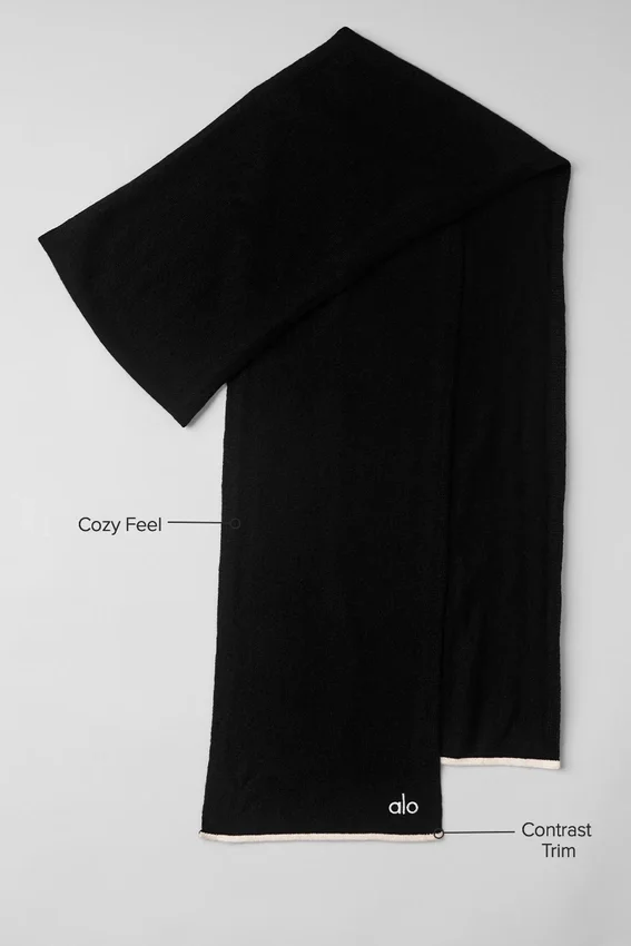 Sciarpa in cashmere effetto brinato - Nero/Avorio