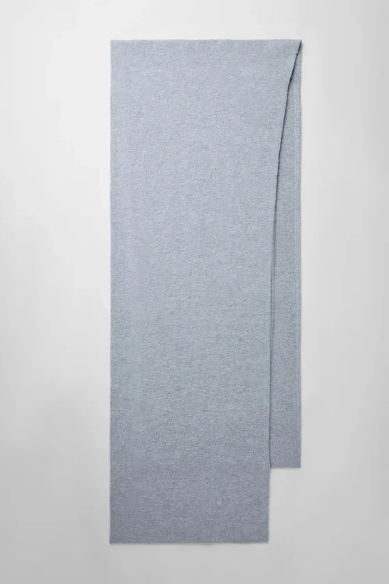 Sciarpa oversize in lana merino - Grigio melange sfumato