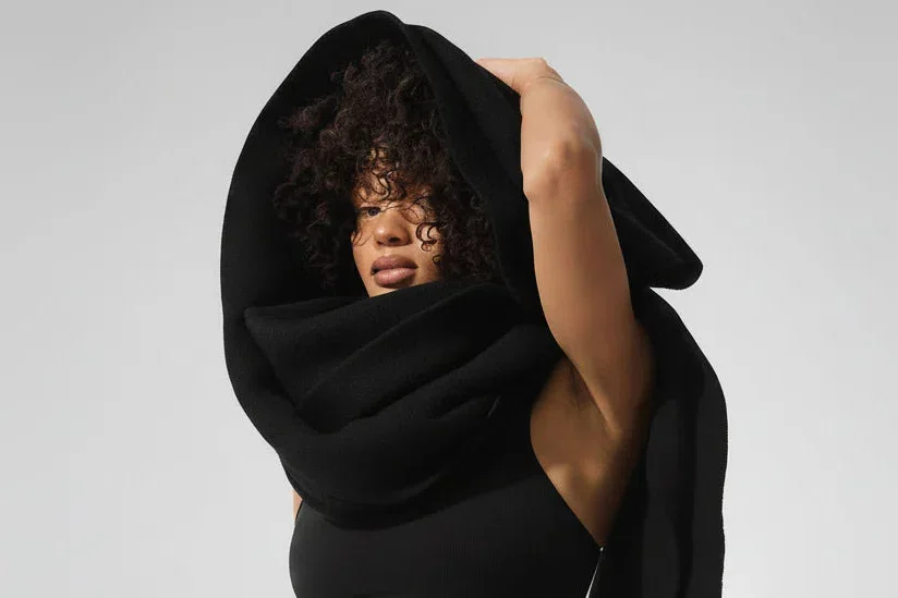 Sciarpa oversize in lana merino - Nero
