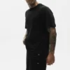 T-shirt a maniche corte Coastal in jersey di lino - Nero