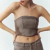 Top a corsetto Nightcap in misto lana - Cacao alpino melange