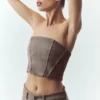 Top a corsetto Nightcap in misto lana - Cacao alpino melange