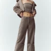 Top a corsetto Nightcap in misto lana - Cacao alpino melange