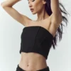 Top a corsetto Nightcap in misto lana - Nero