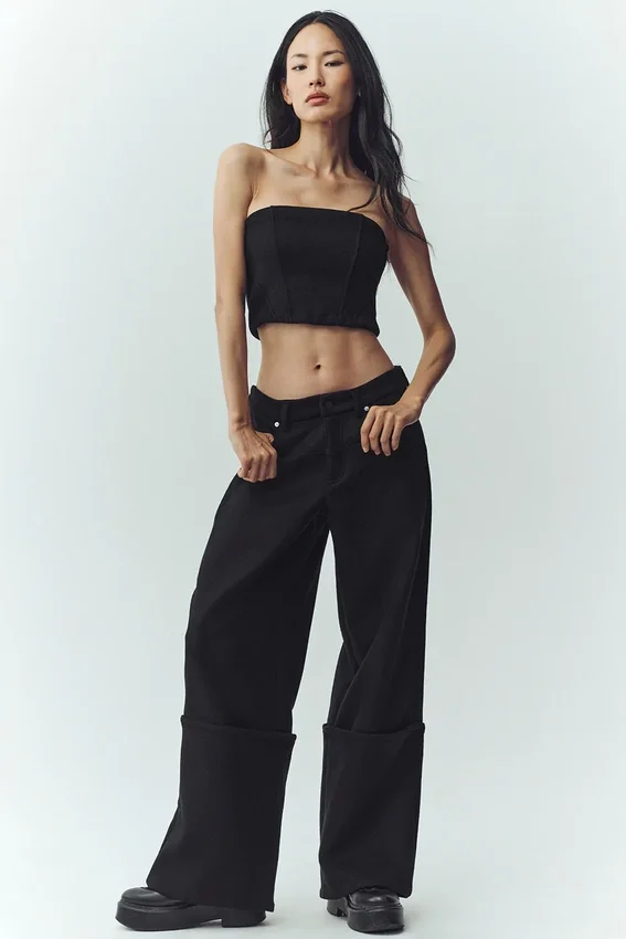 Top a corsetto Nightcap in misto lana - Nero