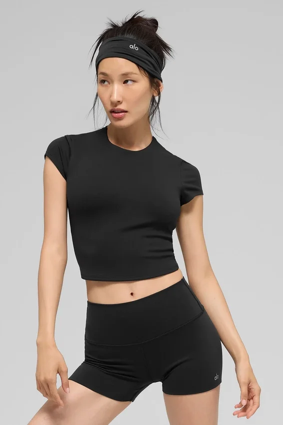Top a maniche corte Alo Softsculpt Precision - Nero