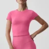 Top a maniche corte Alo Softsculpt Precision - Rosa Paradiso