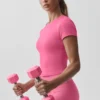 Top a maniche corte Alo Softsculpt Precision - Rosa Paradiso