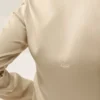 Top a maniche lunghe Radiance in misto seta - Beige sabbia