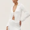 Top a maniche lunghe Radiance in misto seta - Bianco