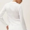 Top a maniche lunghe Radiance in misto seta - Bianco
