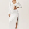 Top a maniche lunghe Radiance in misto seta - Bianco
