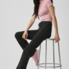 Top con maniche corte e collo alto in punto senza cuciture - Rosa vintage