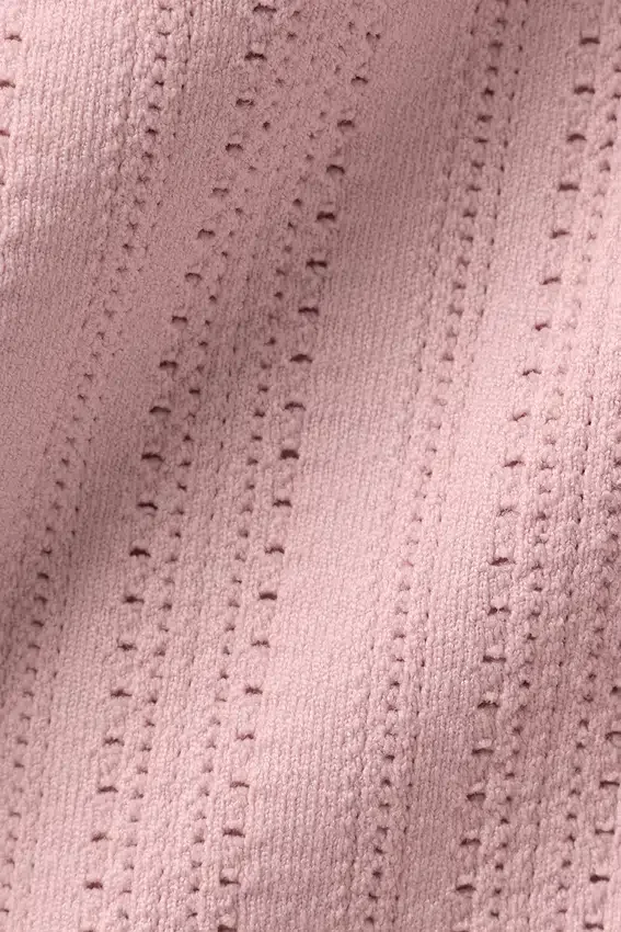 Top con maniche corte e collo alto in punto senza cuciture - Rosa vintage