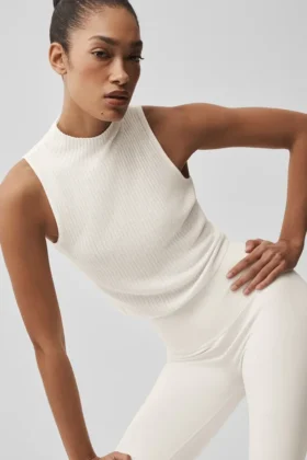 Top senza maniche in maglia Sweater Knit Unwind - Avorio