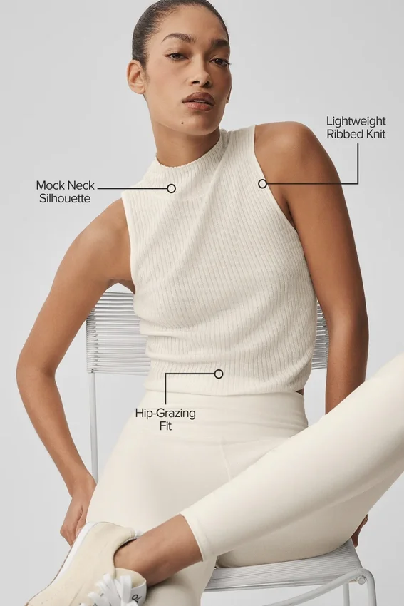 Top senza maniche in maglia Sweater Knit Unwind - Avorio