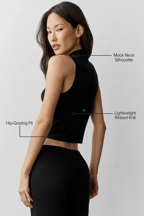 Top senza maniche in maglia tipo maglione Unwind - Nero