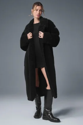 Trench oversize in sherpa - Nero